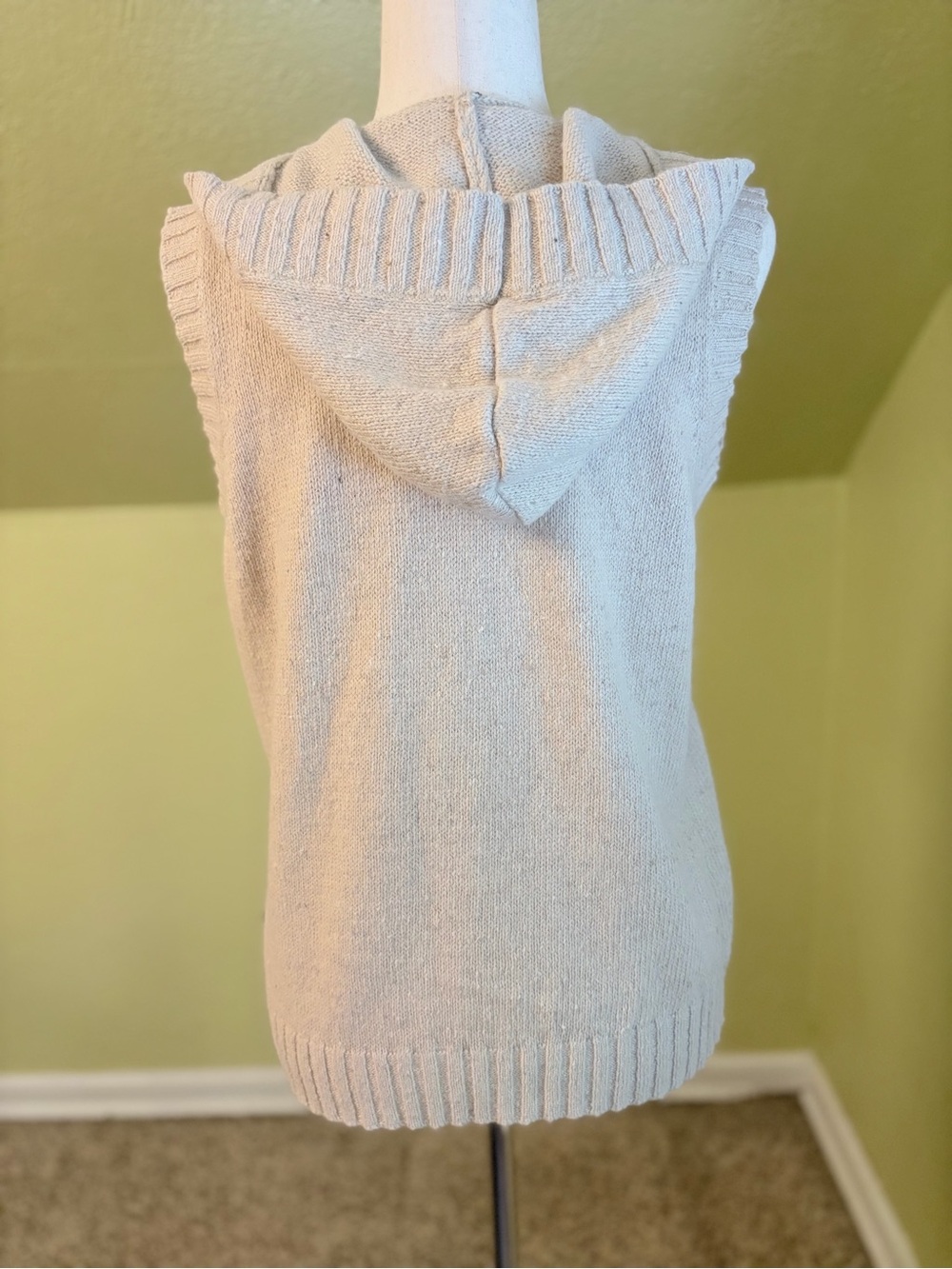 Woolrich Y2K Cream Hooded Button-Front Knit Vest Angora, Ramie Sz Medium - Picture 4 of 8